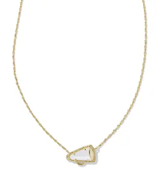 Kendra Scott Cheer Gold Short Pendant Necklace in White Mother-of-Pearl