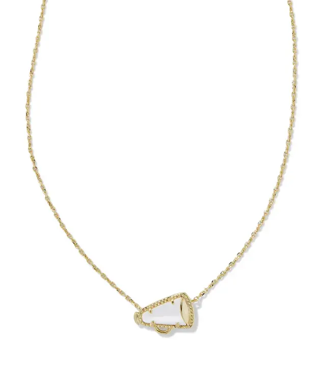 Kendra Scott Cheer Gold Short Pendant Necklace in White Mother-of-Pearl