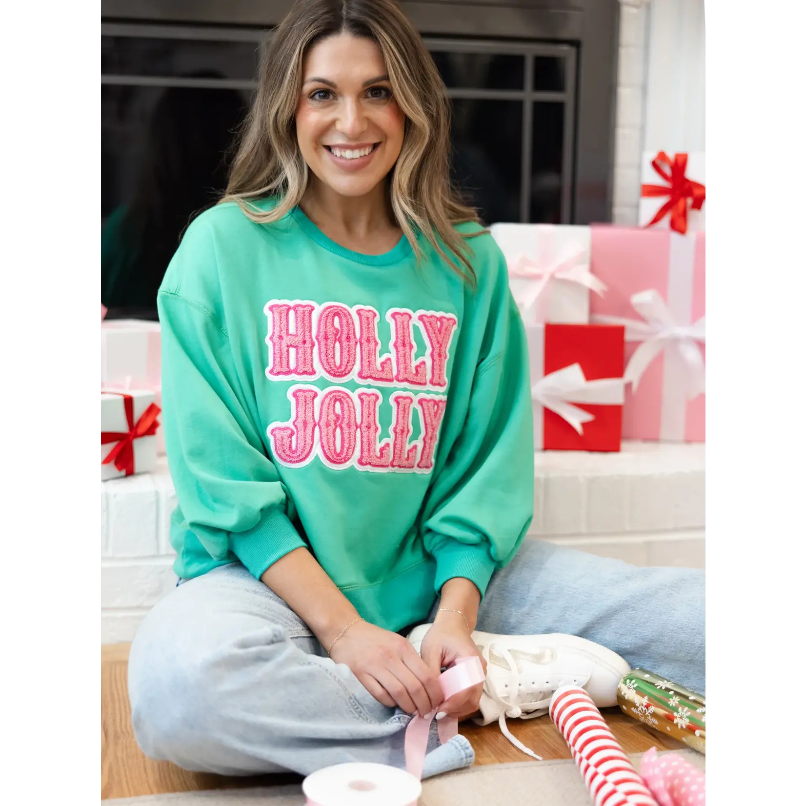 Green cropped sweatshirt sale