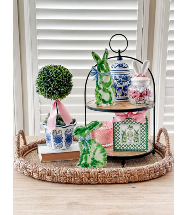 Round Top Mini Boxwood Bunnies Print