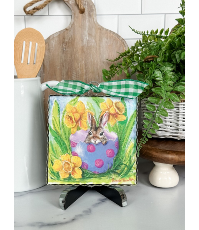 Round Top Mini Bunny In Daffodils Print