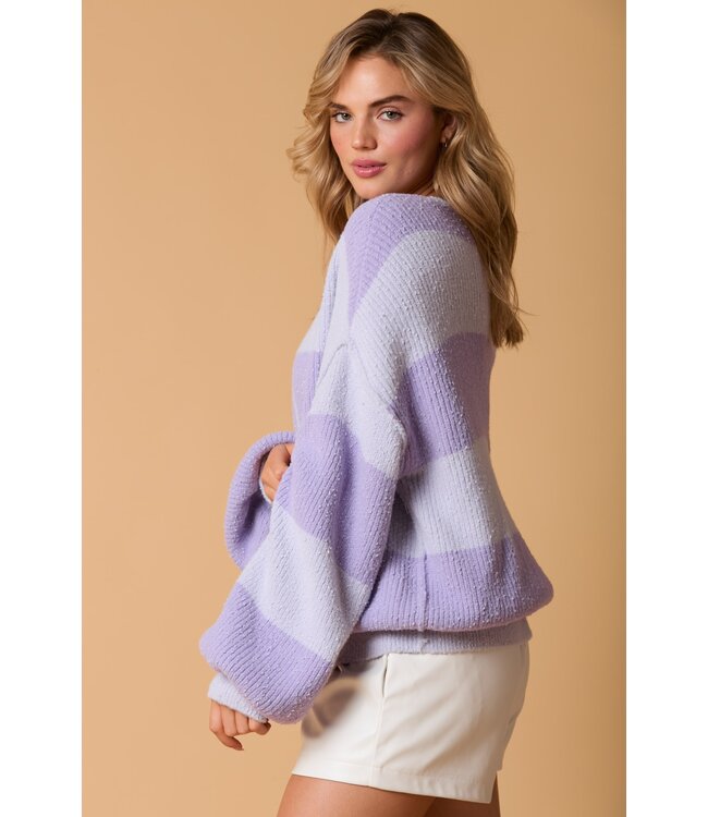 Erin Lavender Striped Sweater