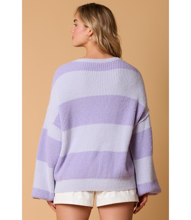 Erin Lavender Striped Sweater