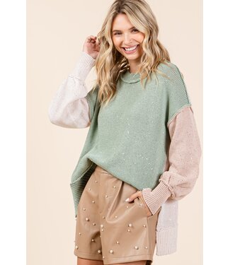 Gee Gee Debbie Sage Color Block Sweater
