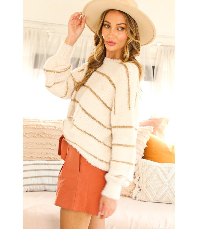 Susan Off White Striped Sweater