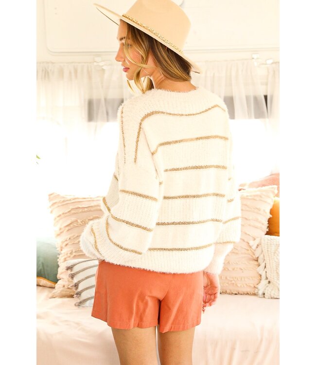 Susan Off White Striped Sweater