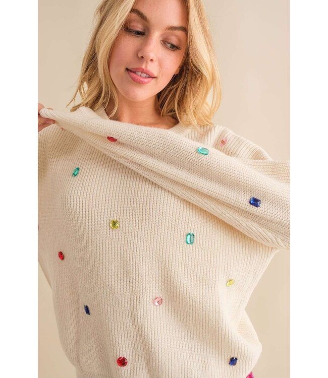 Shelby Cream Gem Sweater