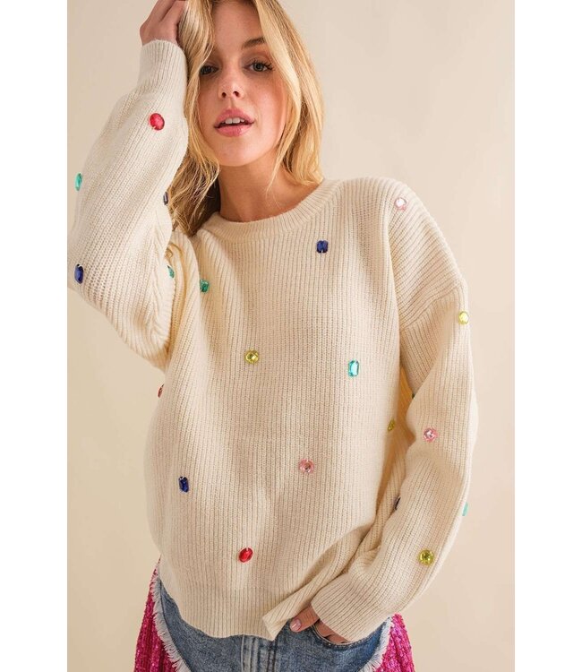Shelby Cream Gem Sweater