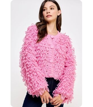 Strut & Bolt Kitty Pink Fringe Sweater