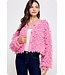 Kitty Pink Fringe Sweater