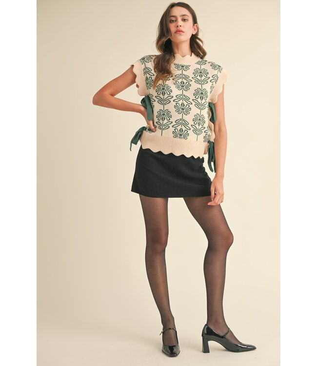 Shelly Hunter Green Floral Sweater Vest