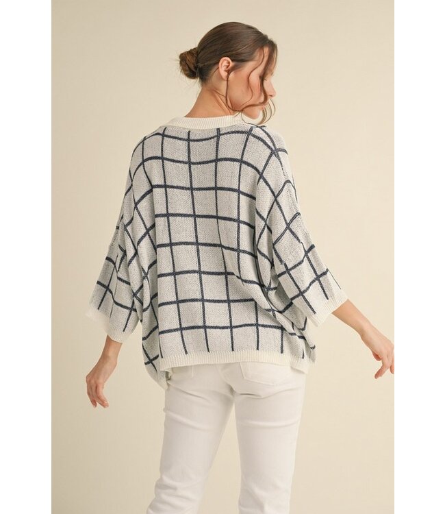 Sloan Ivory Windowpane Sweater Top
