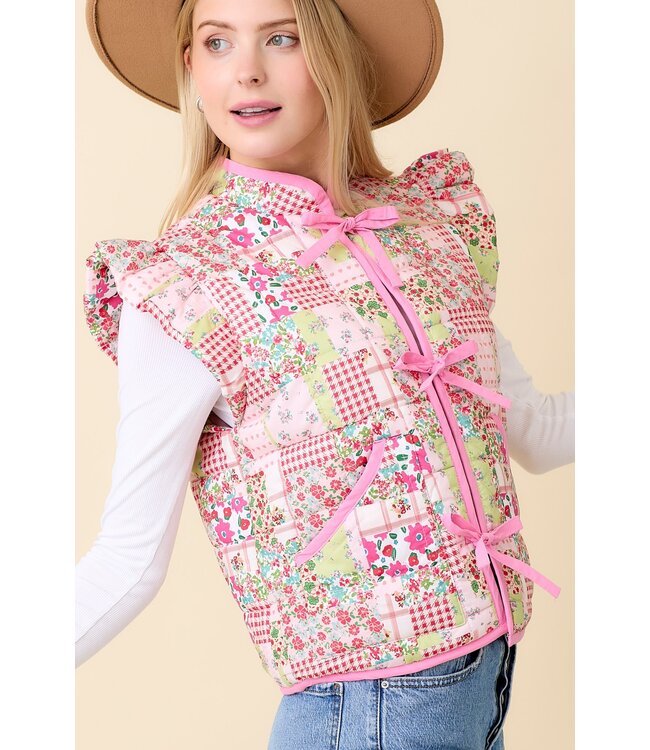 Laura Pink Patchwork Quilted Vest