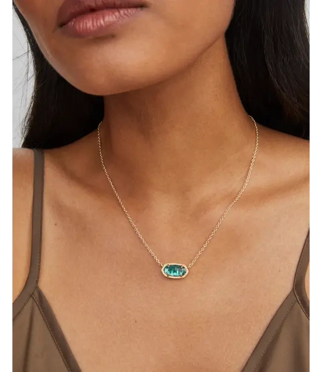Kendra Scott Elisa Gold Pendant Necklace in London Blue Glass