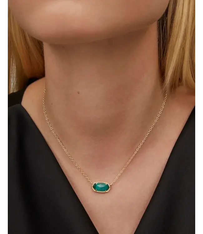 Kendra Scott Elisa Gold Pendant Necklace in Emerald Cat’s Eye