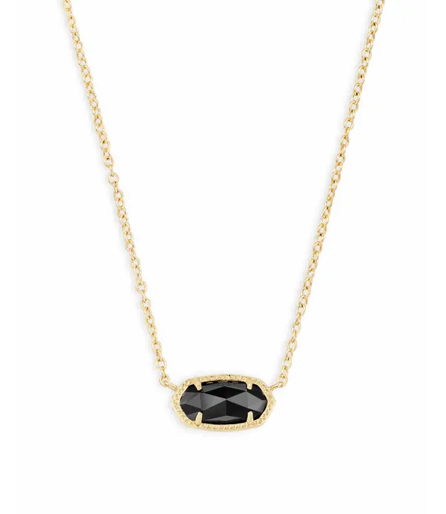 Kendra Scott Elisa Gold Pendant Necklace in Black Opaque Glass