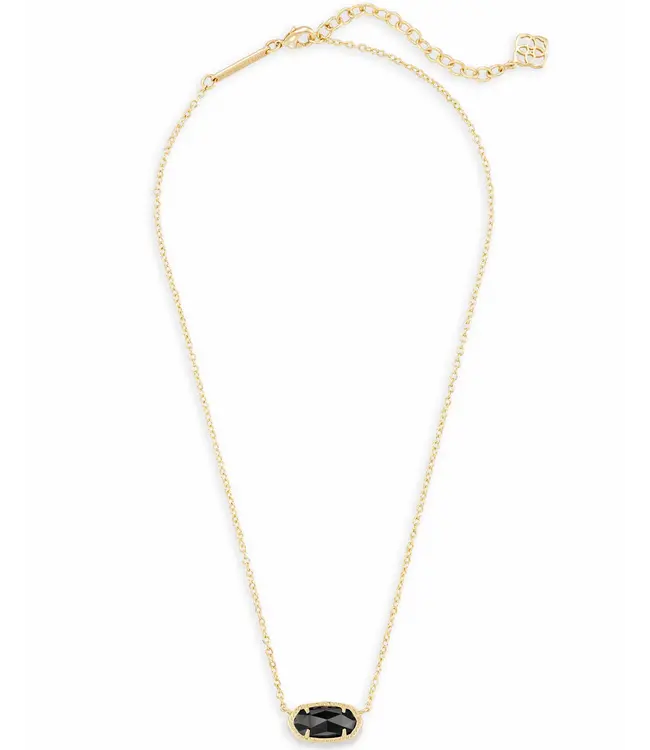 Kendra Scott Elisa Gold Pendant Necklace in Black Opaque Glass