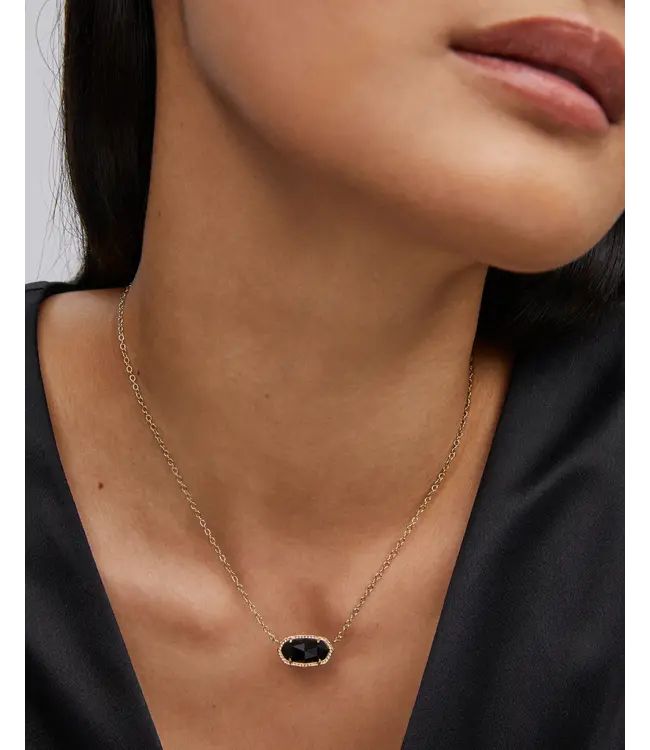 Kendra Scott Elisa Gold Pendant Necklace in Black Opaque Glass