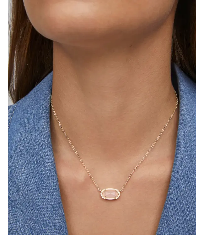 Kendra Scott Elisa Gold Pendant Necklace in Rose Quartz
