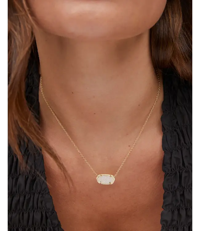 Kendra Scott Elisa Gold Pendant Necklace in Iridescent Drusy