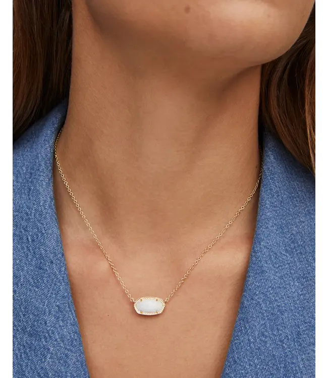 Kendra Scott Elisa Gold Pendant Necklace in White Kyocera Opal