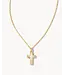 Kendra Scott Cross Gold Pendant Necklace in White Kyocera Opal
