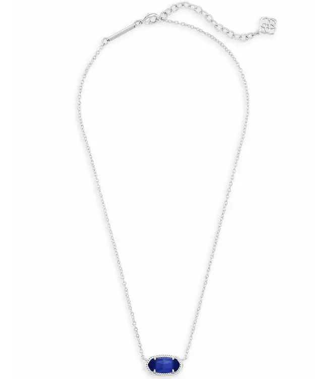 Kendra Scott Elisa Silver Pendant Necklace in Cobalt Cats Eye