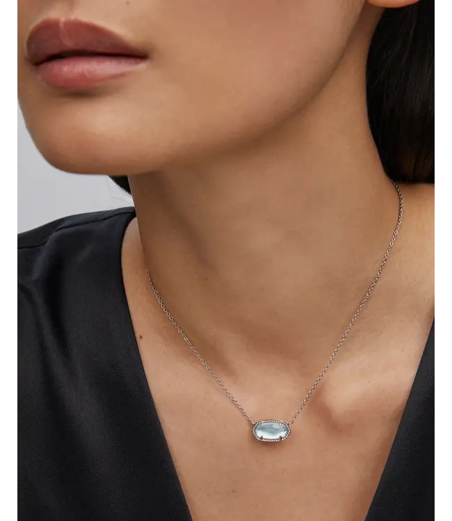 Kendra Scott Elisa Silver Pendant Necklace in Light Blue Illusion