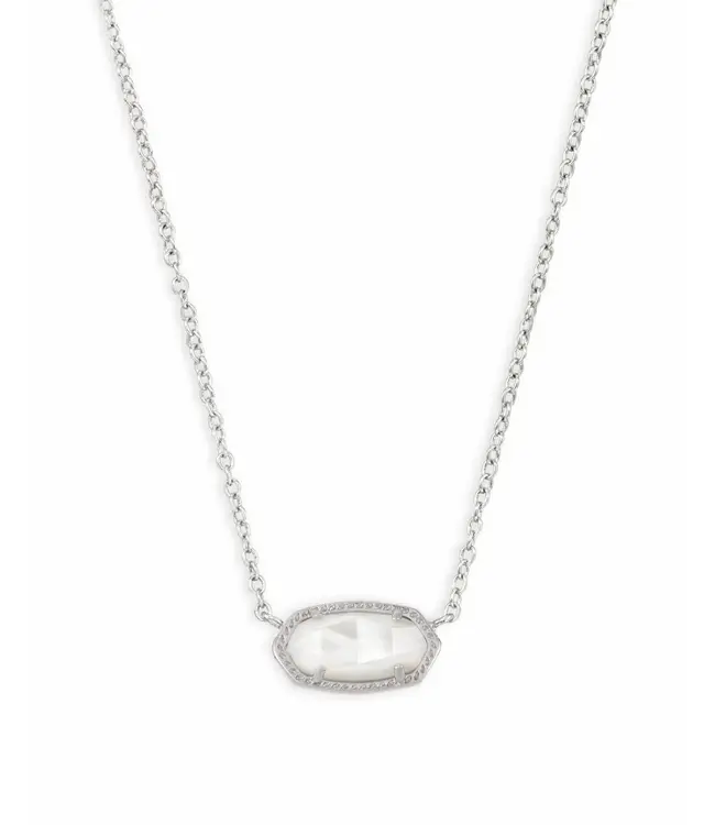 Kendra Scott Elisa Silver Pendant Necklace in Ivory Mother-of-Pearl