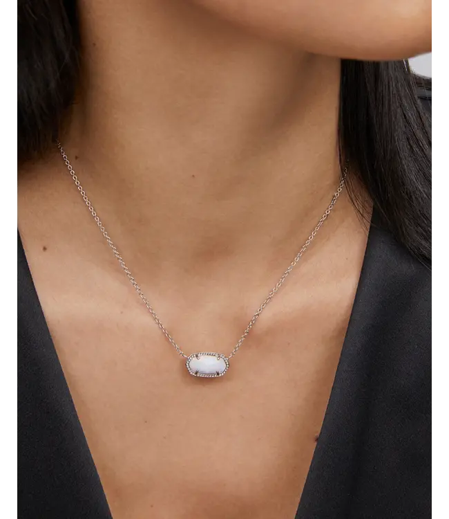 Kendra Scott Elisa Silver Pendant Necklace in White Kyocera Opal