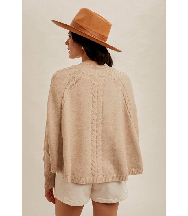 Darla Taupe Cable Knit Poncho