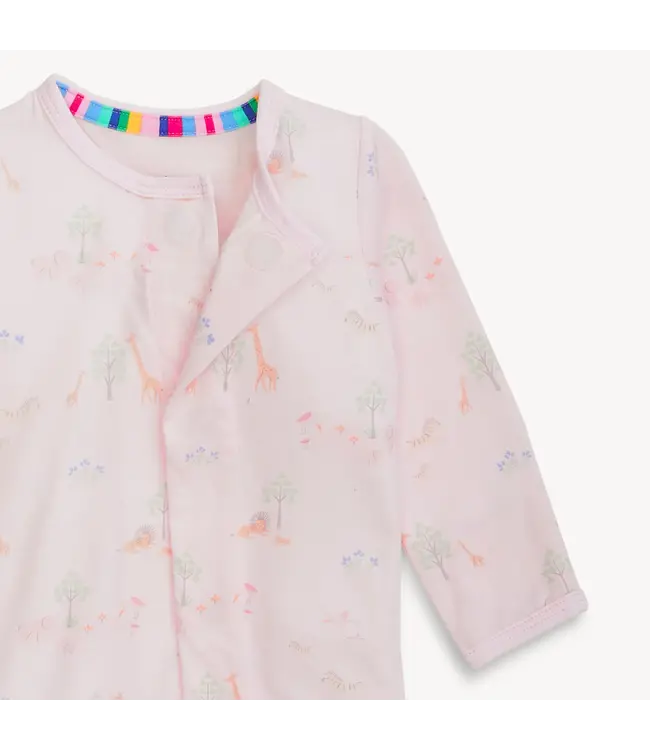 Pink Serene Safari Modal Magnetic Footie 0-3M