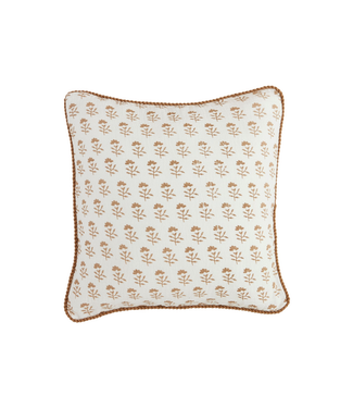 Ivory Block Print Mini Floral Throw Pillow