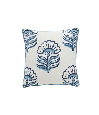 Blue Large Block Print Throw Pillow