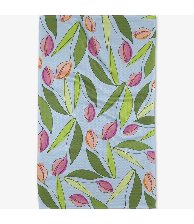 Geometry May Flowers Tea Towel