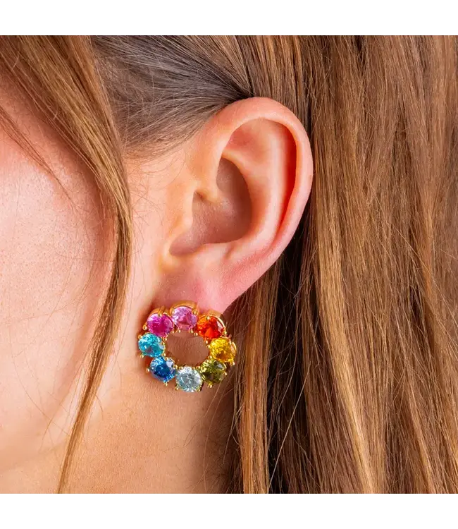 Paige Circle Colorful Gems Earrings