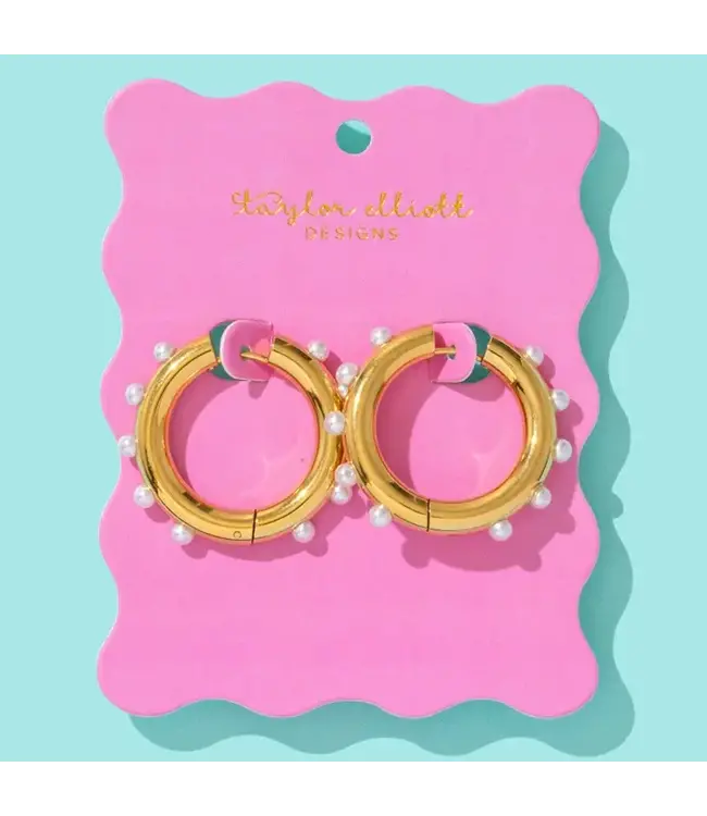 Taylor Gold & Pearl Hoop Earrings