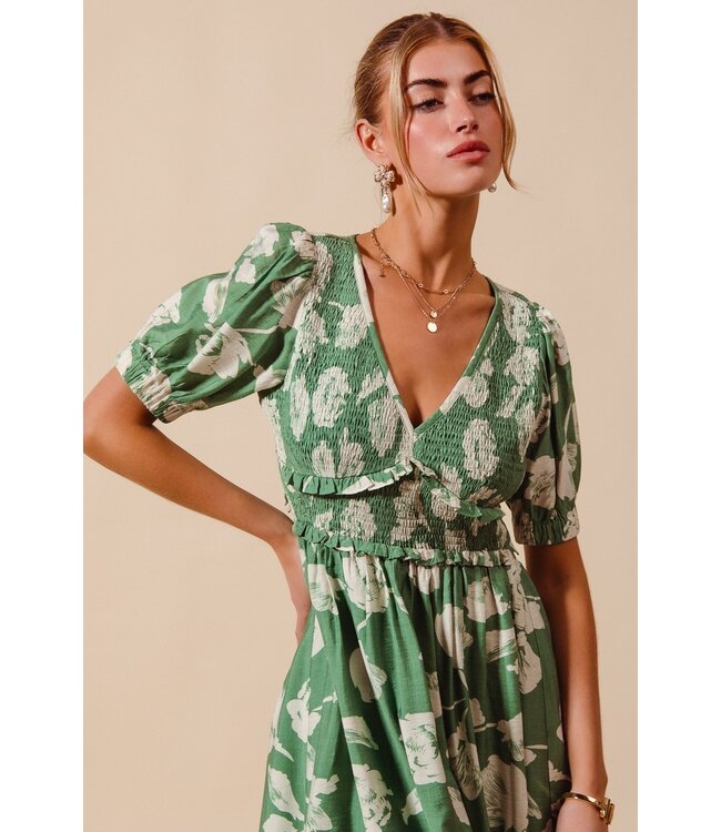 Jill Dusty Green Floral Maxi Dress