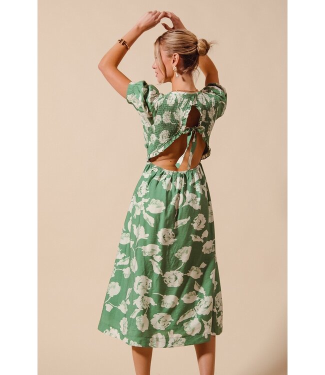 Jill Dusty Green Floral Maxi Dress
