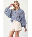 Lillian Navy Geometric Blouse