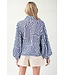 Lillian Navy Geometric Blouse