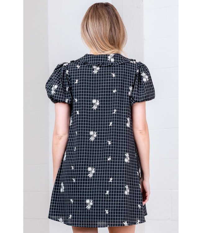 Hailey Black Floral Embroidered Dress