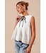 Delilah White Pleated Sleeveless Blouse