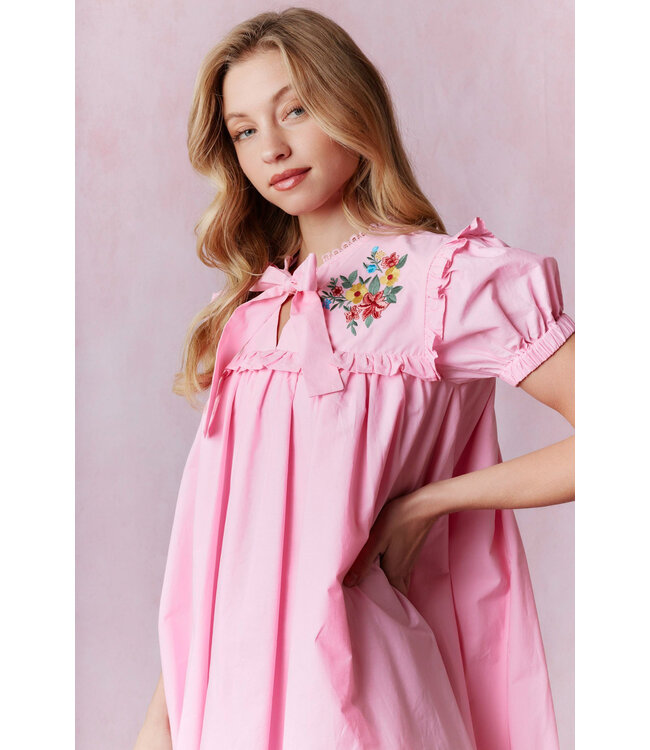 Reese Pink Embroidered Dress