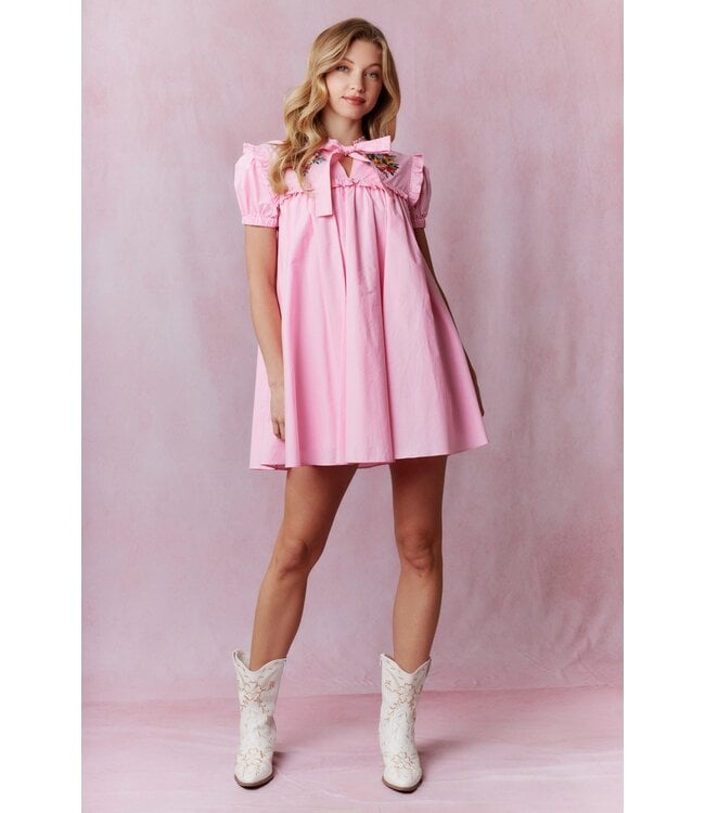 Reese Pink Embroidered Dress