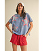 Amira Washed Blue Star Patch Top