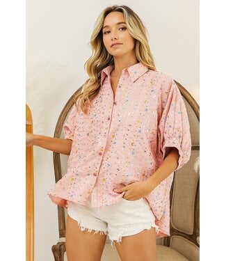 Bibi Brooklyn Blush Sequin Blouse