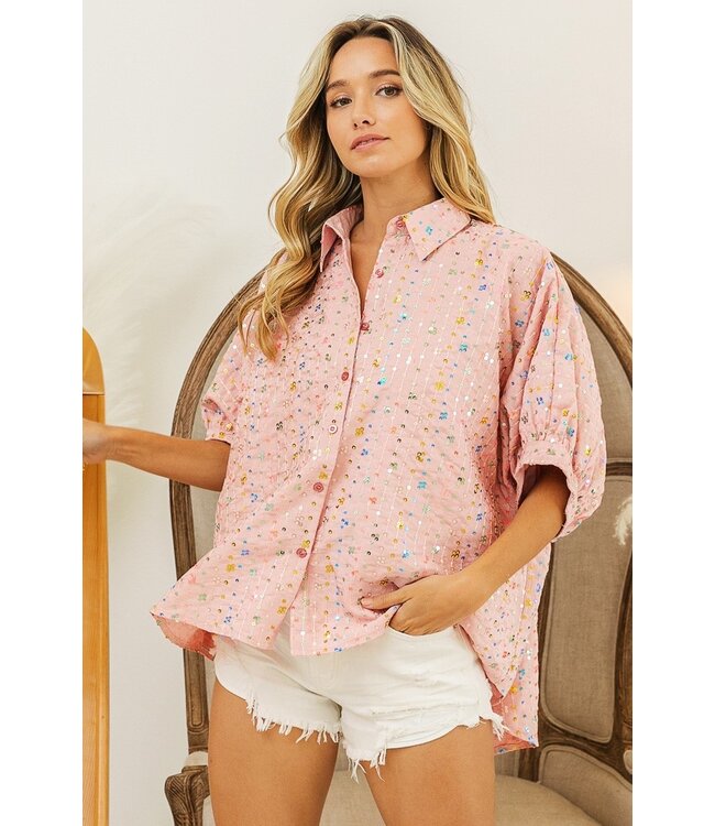 Brooklyn Blush Sequin Blouse