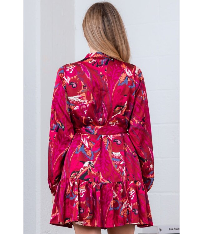 Alexandra Magenta Belted Dress