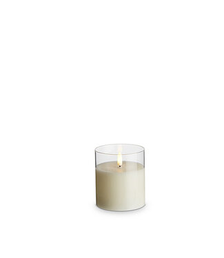 Clear Glass Ivory Pillar Candle 3.5 x 4"